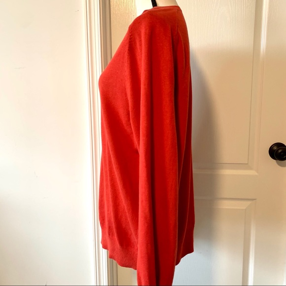 GAP Men’s Red/Orange Cotton V-Neck Sweater—SZ. Lg - Picture 2 of 13
